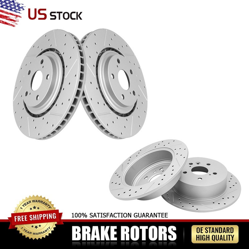 Front and Rear Disc Brake Rotors for 2008 2009 2010 2011-2013 Toyota Highlander