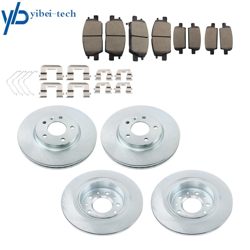 Front & Rear Disc Brake Rotors & Ceramic Brake Pads For Chevrolet Malibu 17-20