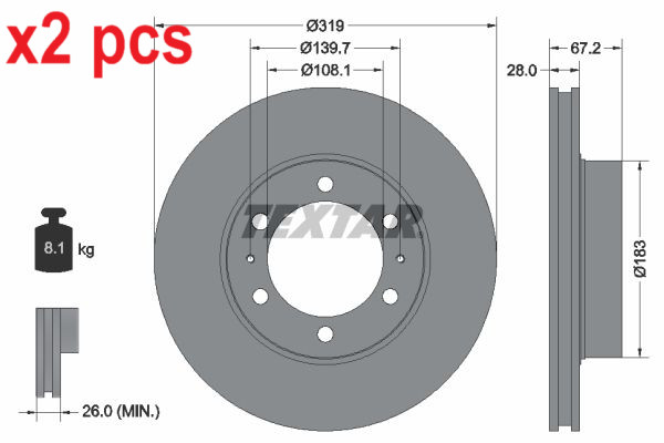 X2 PCS L&R SIDES FRONT BRAKE DISC 92230403