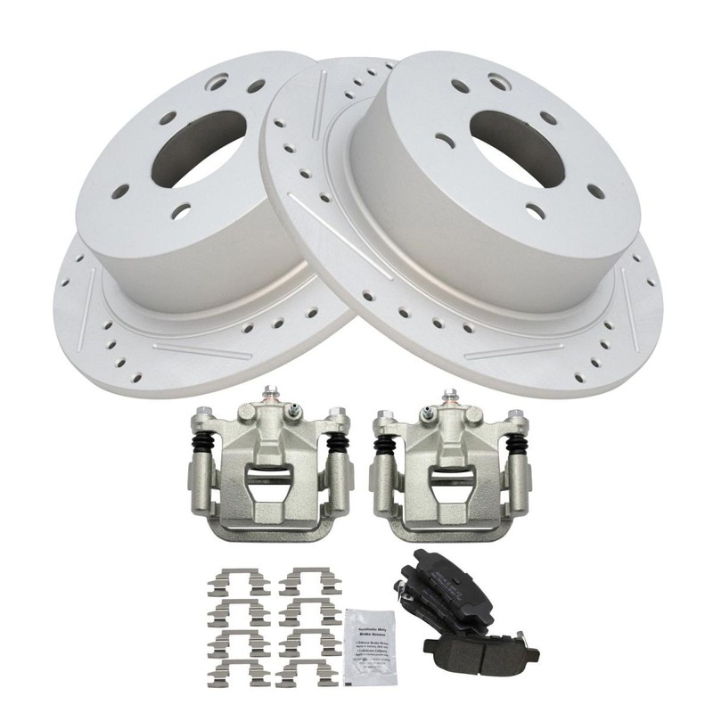 TRQ Rear Performance Brake Rotor, Metallic Pad & Caliper for Maxima Altima gallery