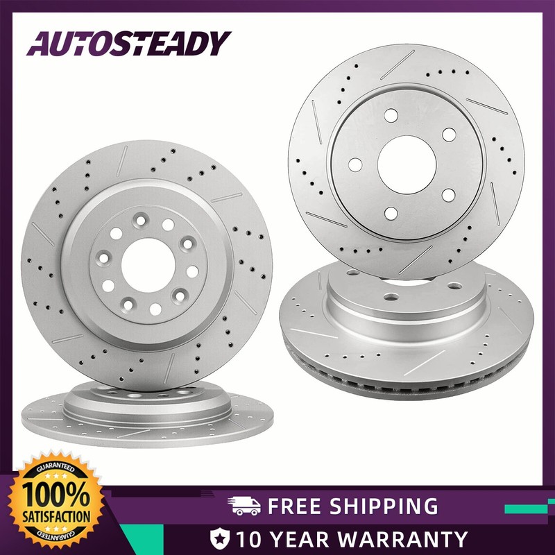 Front Rear Drilled Disc Brake Rotors Kit for Ford Edge 2011 – 14 MKX 2011 – 15