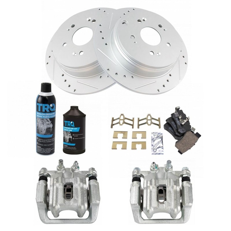 TRQ Rear Brake Calipers Ceramic Pads & Rotors Fits 2005-2006 Honda CR-V gallery