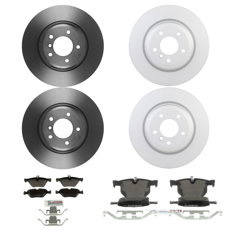 Bosch Quietcast Front Rear Rotors Blue Semi-Met Disc Brake Pad Kit For E90 335xi