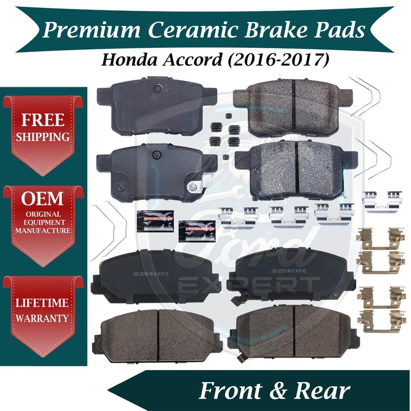 Premium OE Front & Rear Ceramic Brake Pads Kit For 2016-2017 Honda Accord