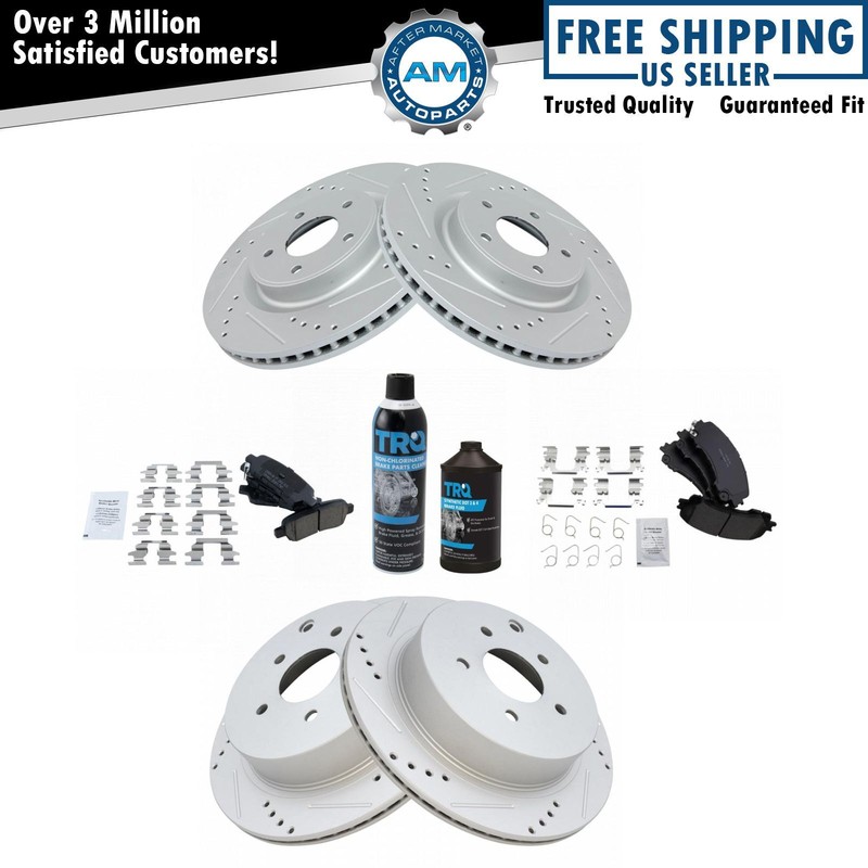 Front & Rear Ceramic Pads & Performance Brake Rotor Kit for Infiniti Q50 New