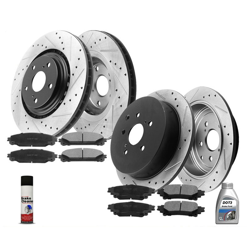 Front & Rear Brake Rotors 4Pcs + 8Pcs Brake Pads for 2010-15 Lexus RX350 RX450h gallery