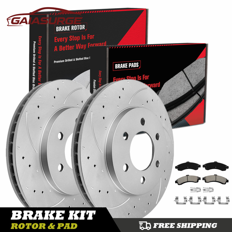 305mm Front Drilled Rotors + Brake Pads for GMC Envoy Chevy Trailblazer Buick