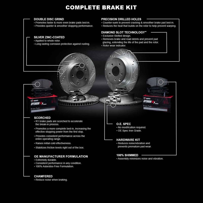 R1 Concepts Wguh2 59051 R1 Brake Rotors D S Silver W Optimum Oe Pads gallery