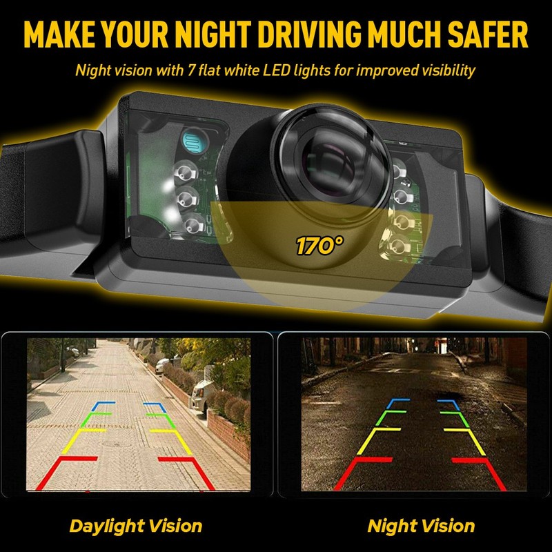 1xSet 170° Car Rear View Backup Camera W/ 7LED Reverse Parking IP68 Night Vision gallery