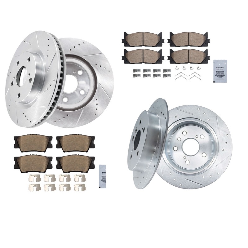 11.65"Front 11.06"Rear Drilled Rotors Ceramic Pads for LEXUS ES350 2007-2012 gallery