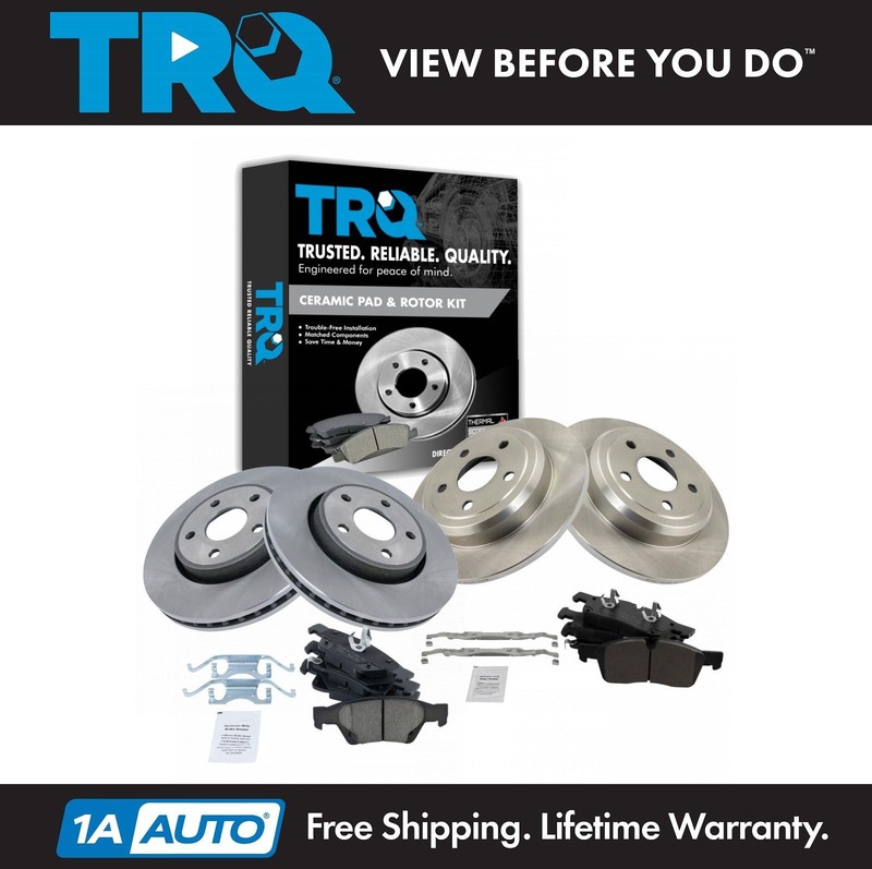 TRQ Front & Rear Posi Ceramic Disc Brake Pads & Rotors Kit for Durango