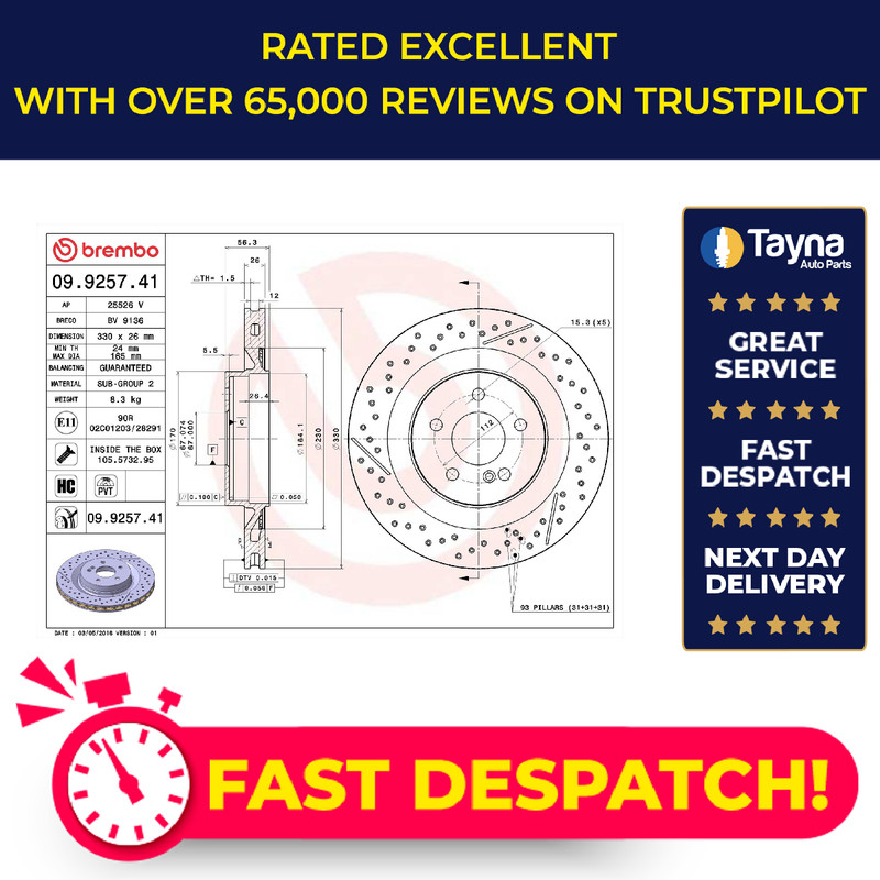 2x Brake Discs Pair Vented fits MERCEDES CLK55 AMG C209 5.4 Rear 02 to 09 330mm
