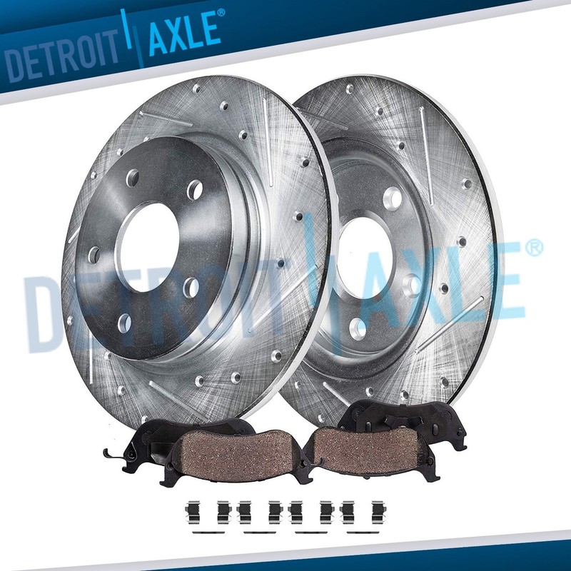 For Chrysler Sebring Rear COUPE Drilled Slotted Rotors and Ceramic Brake Pads