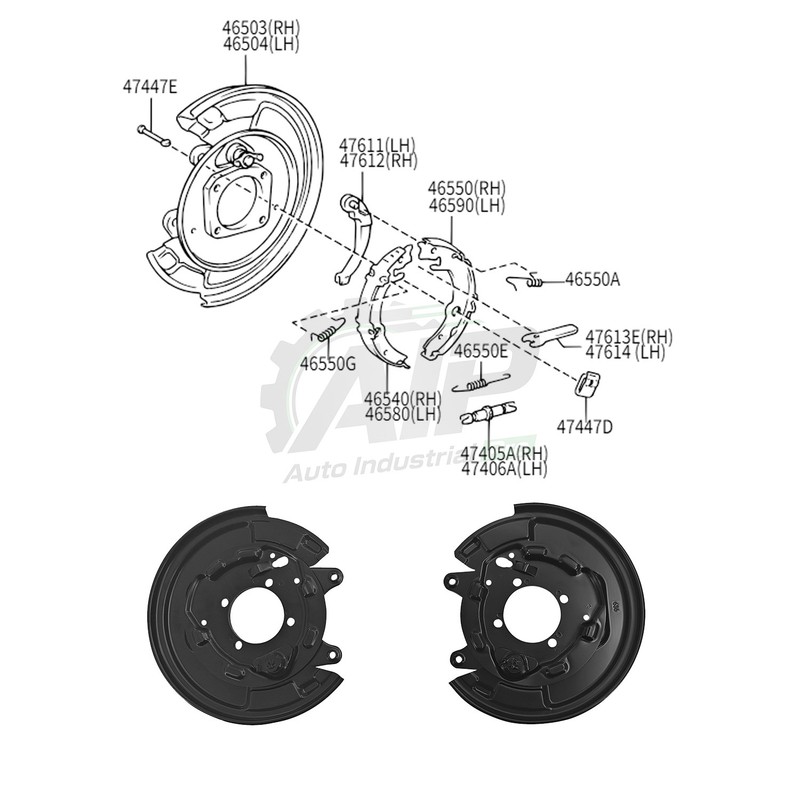 Pair Parking Brake Plate 46503-20070 46504-20070 For 00-08 Corolla Matrix Celica gallery