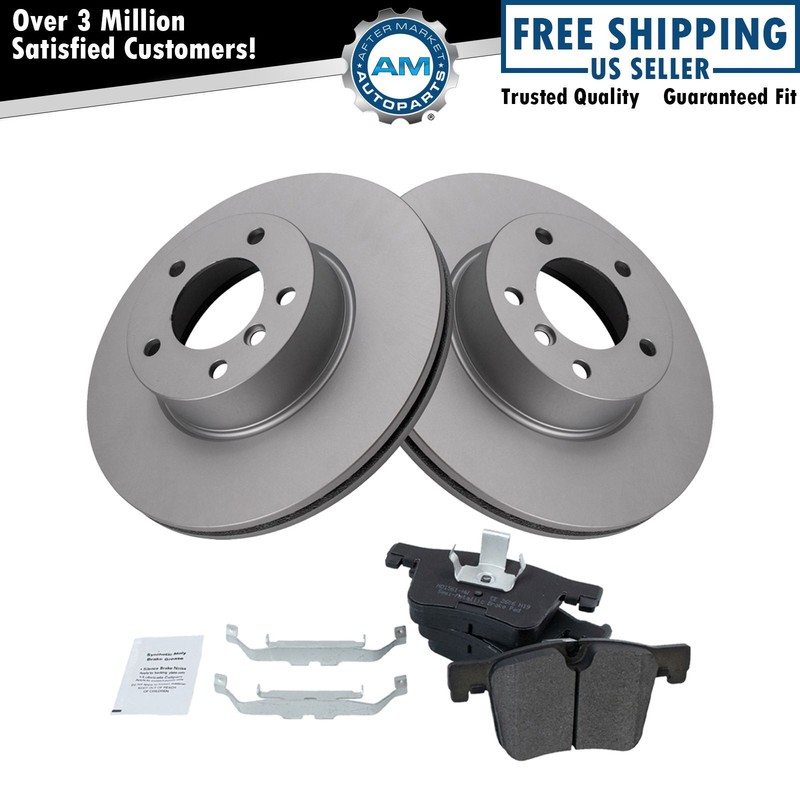 Front Brake Kit Semi Metallic Pad w/ Replacement Coated Rotor for BMW
