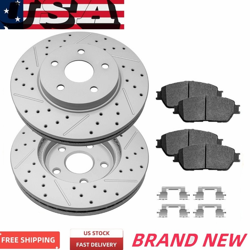 Front Drilled Rotors Ceramic Pads for 2011-2014 2015 Kia Hyundai Sonata Optima
