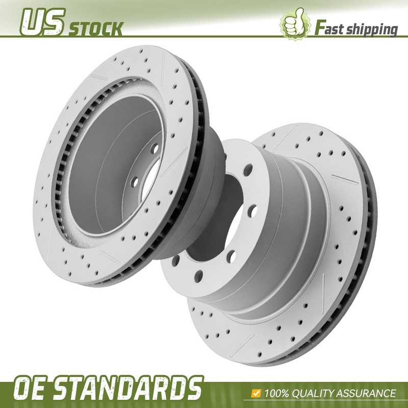 352mm 8 Lugs Rear Drilled Disc Brake Rotors Set for 2006 – 2008 Dodge Ram 1500
