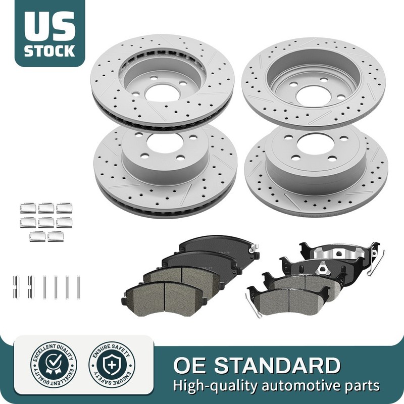 288mm Front 285mm Rear Brake Disc Rotors Ceramic Pads For Jeep Liberty 2003-2007