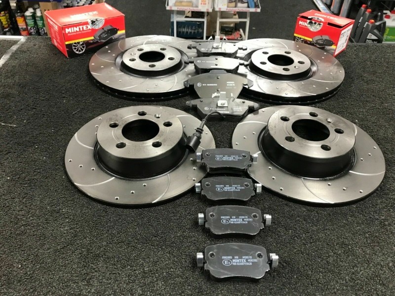 FOR AUDI A1 S1 SEAT IBIZA SC ST FRONT REAR DRILLED GROOVED BRAKE DISCS & PADS