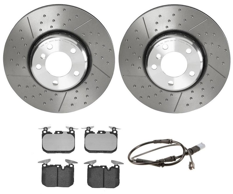 Brembo Front Brake Kit Composite Disc Rotors Low-Met Pads Sensor For BMW F22 F36