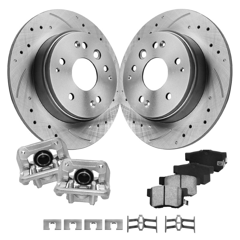 Rear Brake Rotors Pads Calipers for 2004-2008 Acura TL 2003-2011 Honda Element gallery
