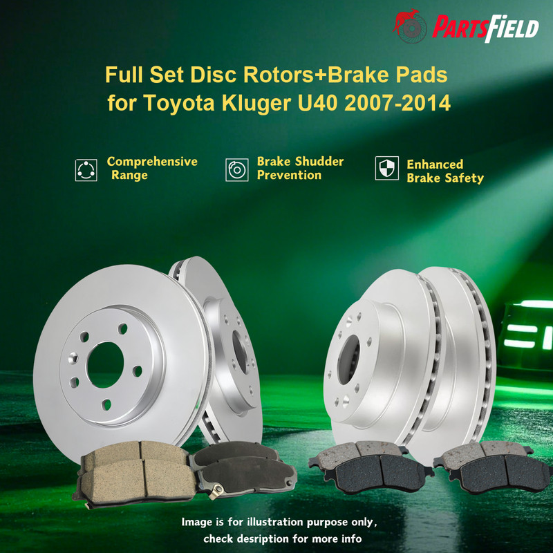 Full Set Disc Rotors+Brake Pads for Toyota Kluger U40 2007-2014