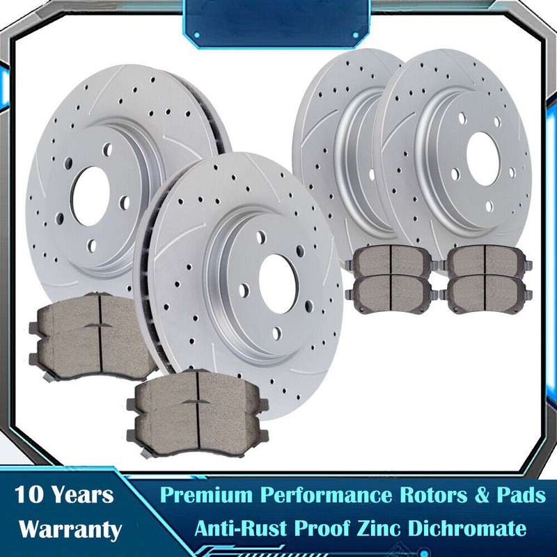 For Dodge Journey Grand Caravan Routan Front Rear Brake Rotors and Ceramic Pads