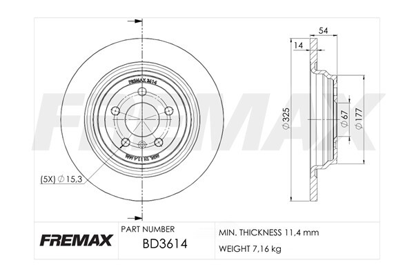 Disc Brake Rotor Fremax BD3614
