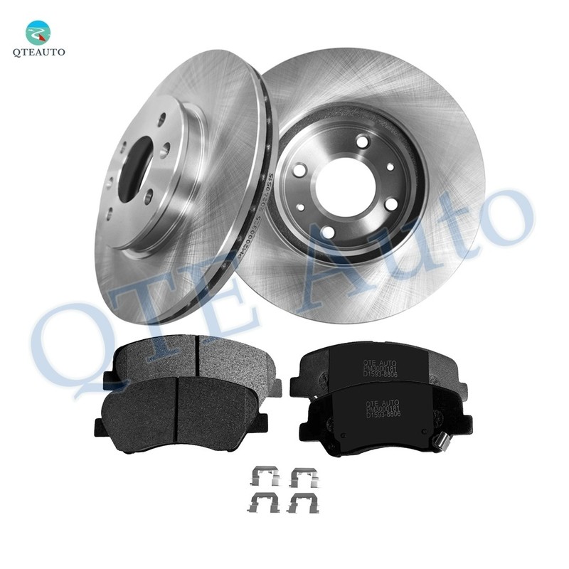 Set 6 Front 256mm Brake Disc Rotors-Ceramic Brake Pad Kit For 2012 KIA RIO EX LX