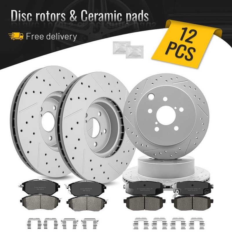 Front Rear Brake Rotors And Ceramic Pads Set for 2014-2018 Subaru Forester