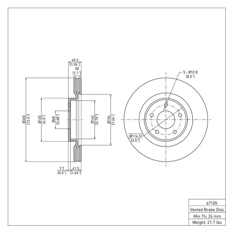 For Nissan Pathfinder 13-20 R1 Concepts eLINE Plain 1-Piece Front Brake Rotor