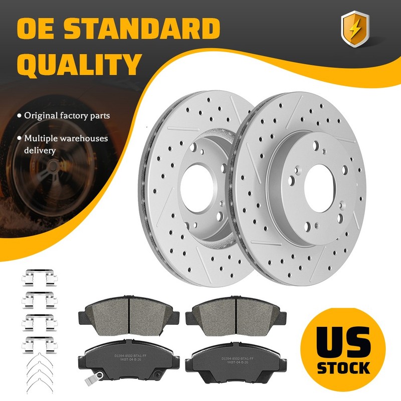 Front Drilled Brake Rotors & Ceramic Pads Kit for 2011-2013 2014 2015 Honda CR-Z