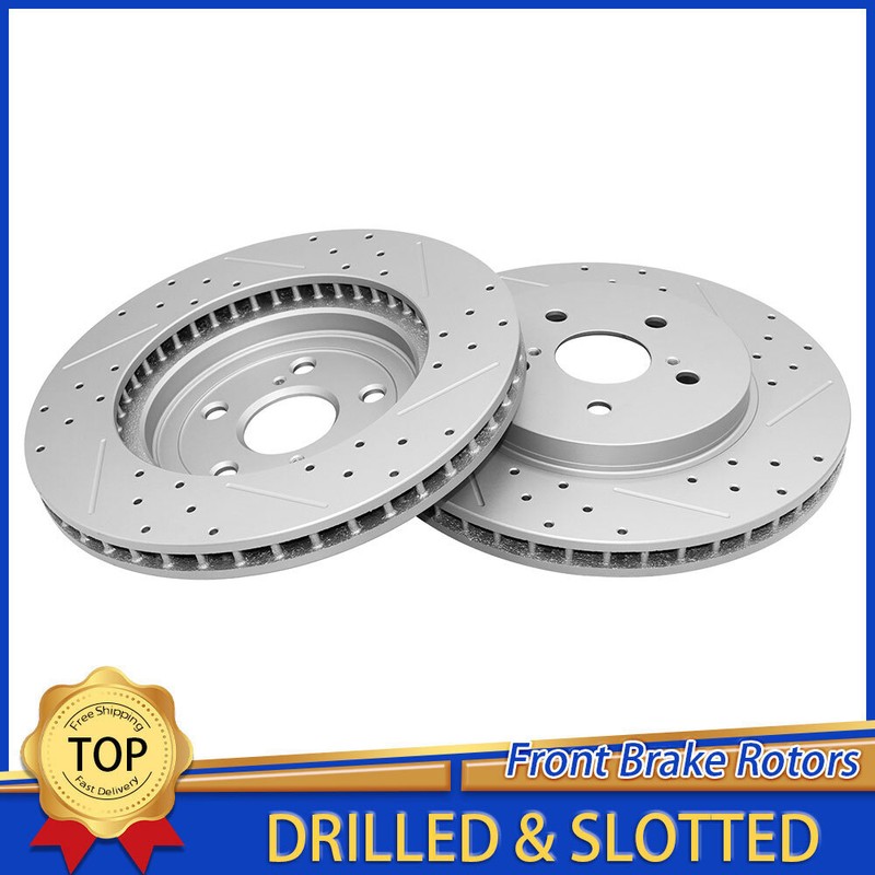 319mm Front Drilled Slotted Disc Rotors For Lexus RX330 RX350 RX400h Highlander
