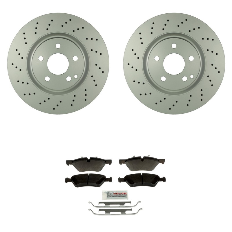 Bosch Front Quietcast 330mm Rotors Semi-Met Disc Brake Pad Kit For W211 E500 RWD
