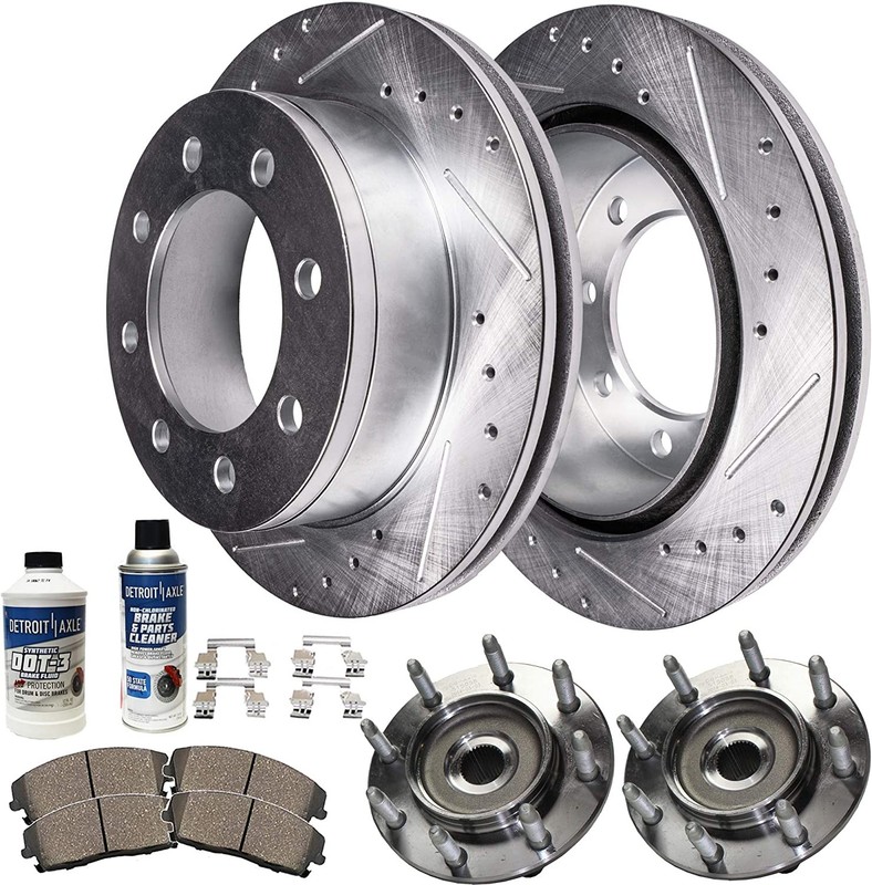 4WD Front Brake Pads Rotors Wheel Hubs for 2001-2007 Chevrolet Silverado 2500 HD