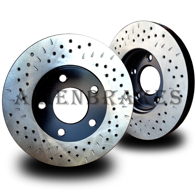 SUB017FD FIT : WRX STi 2005-17 Brake Rotors 2 Front Cross Drill & Dimple Slots