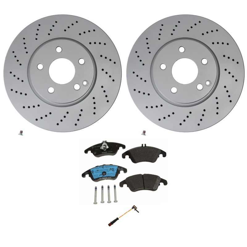 Hella Front Rotors Low-Met Disc Brake Pad Kit For W204 C350 W212 E250 E350 E400