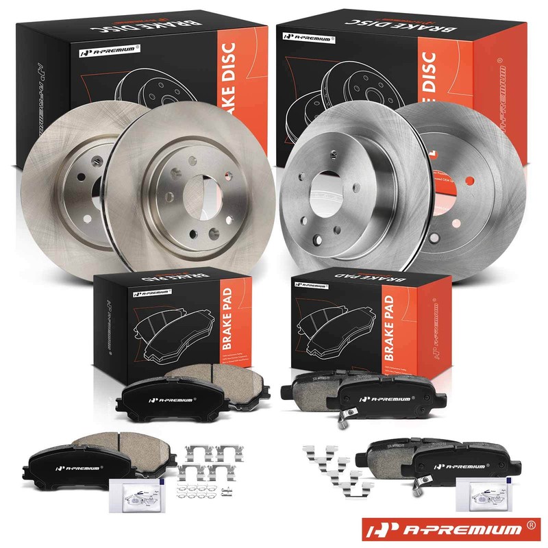 A-Premium Front & Rear Side Disc Brake Rotors & Ceramic Pads for Nissan Rogue