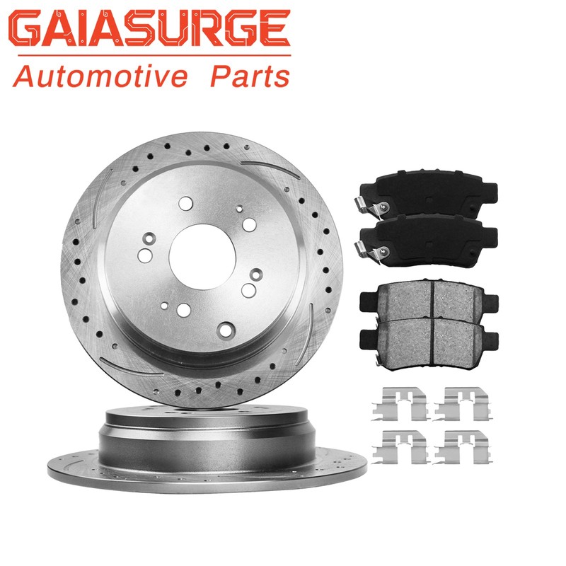 Rear Drilled Slotted Brake Rotors Ceramic Pads for 2005-2010 Honda Odyssey 3.5L