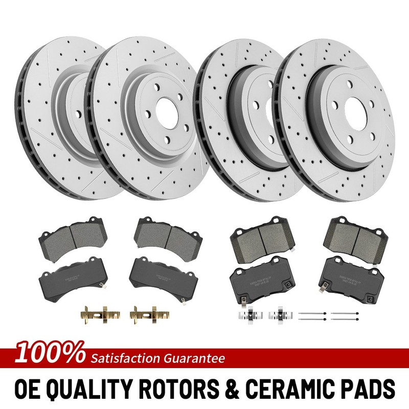 Front Rear Drilled Brake Rotor Pads For 2018-20 Dodge Durang Jeep Grand Cherokee
