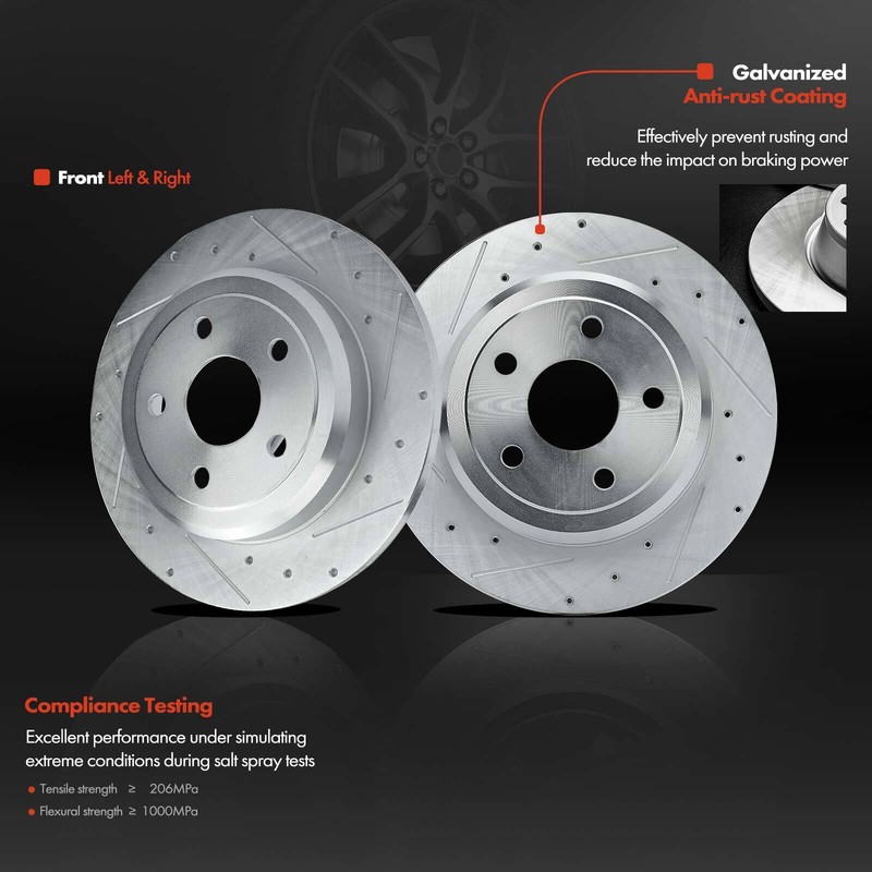 Drilled Rotors & Ceramic Brake Pads for Dodge Durango Jeep Grand Cherokee Rear gallery