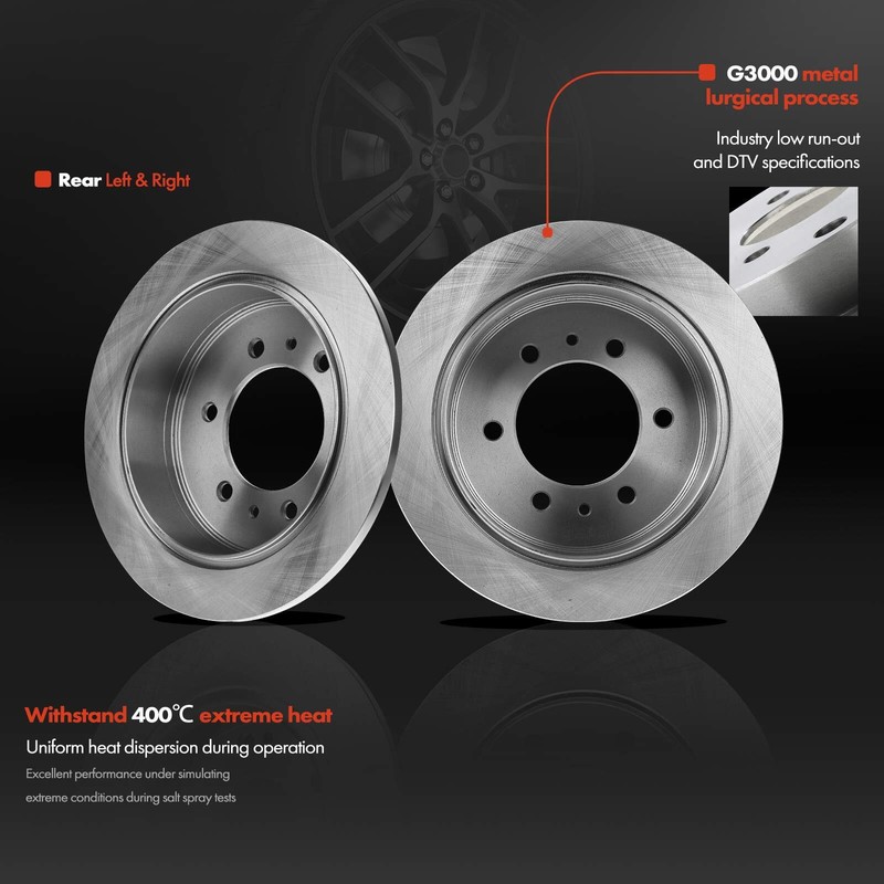 Rear Side Disc Rotors & Ceramic Brake Pads for Hummer H3 2006-2010 H3T 2009-2010 gallery