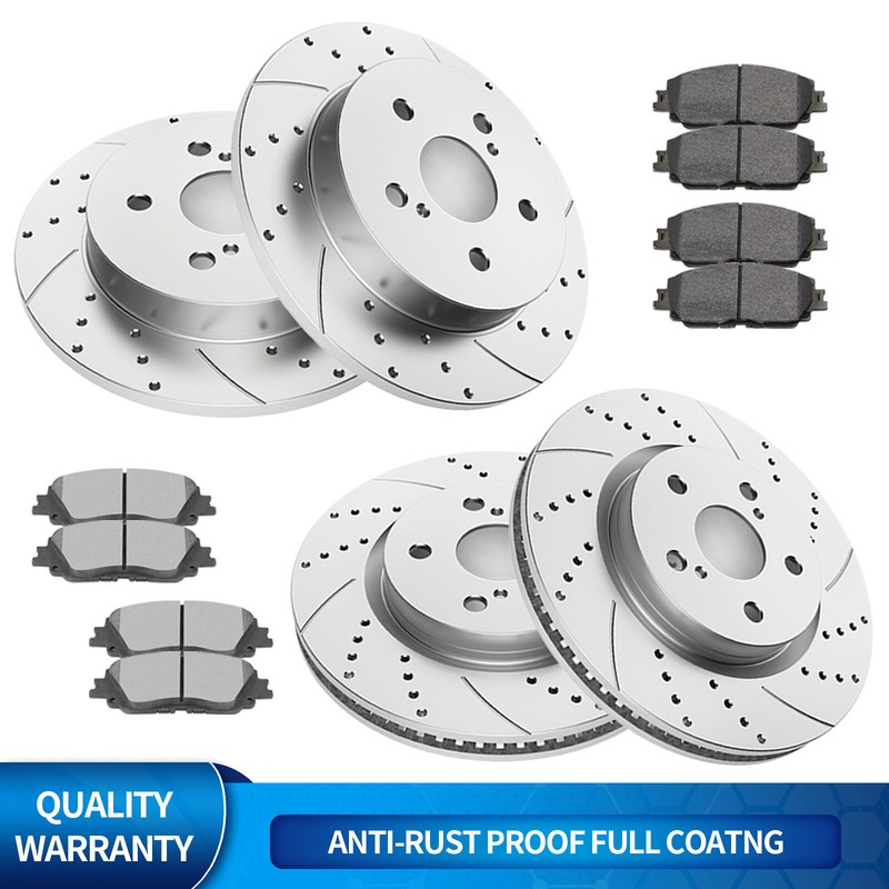 Front Rear Drilled Brake Rotors Disc Brakes Pads for RAV4 Venza C-HR ES250 UX200