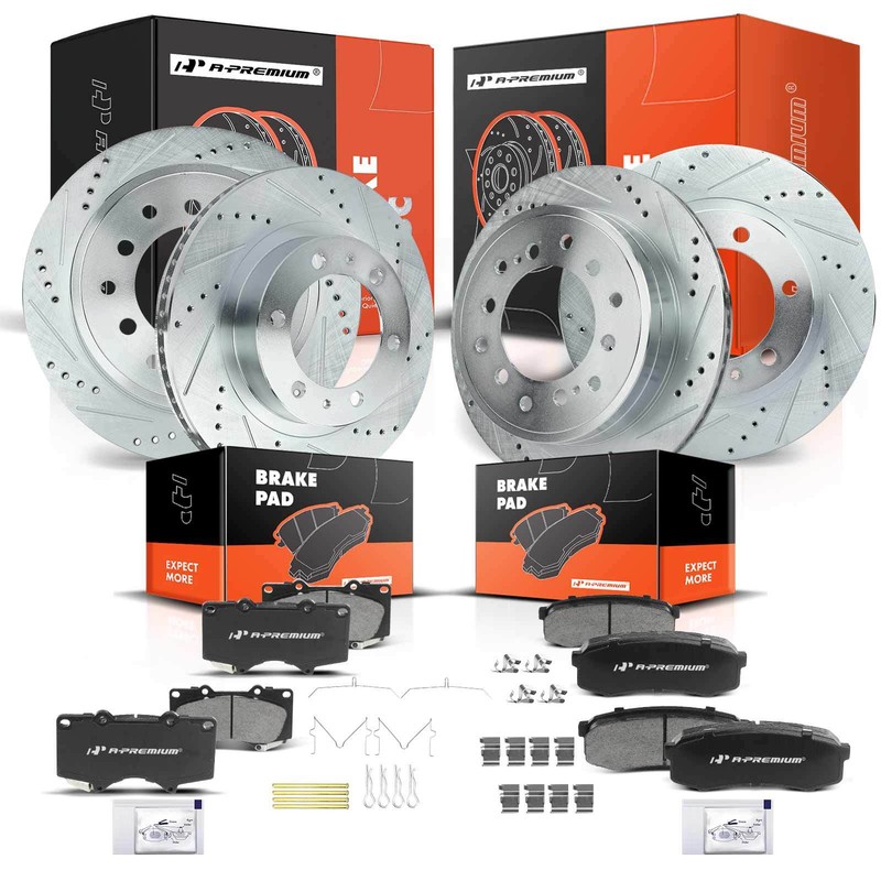 A-Premium Front and Rear Drilled Brake Rotors & Ceramic Pads for Toyota 4Runner