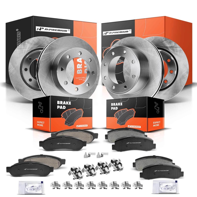 Front & Rear Side Disc Brake Rotors & Brake Pads for Ford F-250 Super Duty 08-12