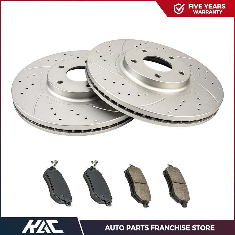 Front Drilled Slotted Ceramic Brake Pads and Rotors Fits Nissan Murano FX35