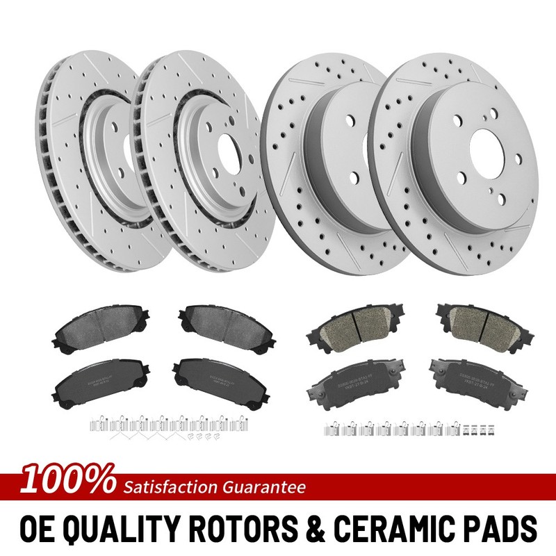 Front Rear Drilled Brake Rotor Pads For 2015-2020 2021 Lexus NX200T/NX300/NX300H