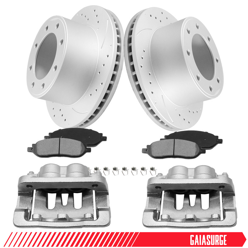 Rear Disc Brake Rotor & Pad + Brake Caliper for F-250 F-350 Super Duty 2005-2007