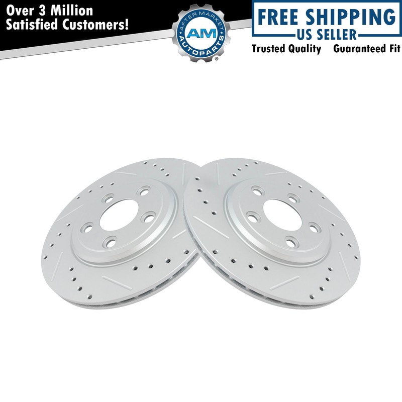 Performance Brake Rotor Drilled & Slotted G-Coated Rear Pair Kit New