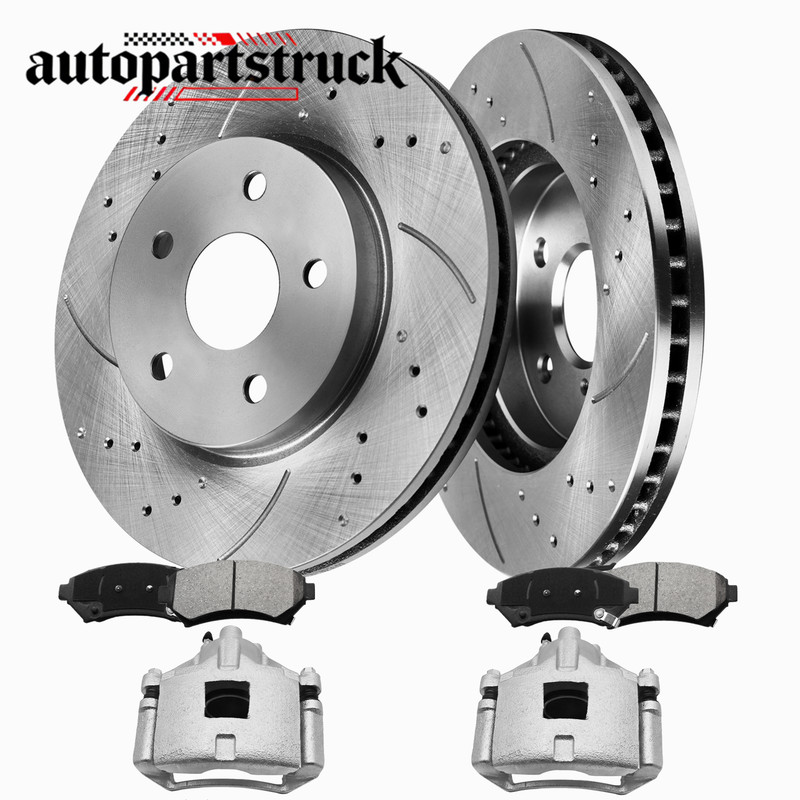 Front Disc Brake Rotor Pads + Brake Caliper for Pontiac Grand Prix Chevy Venture